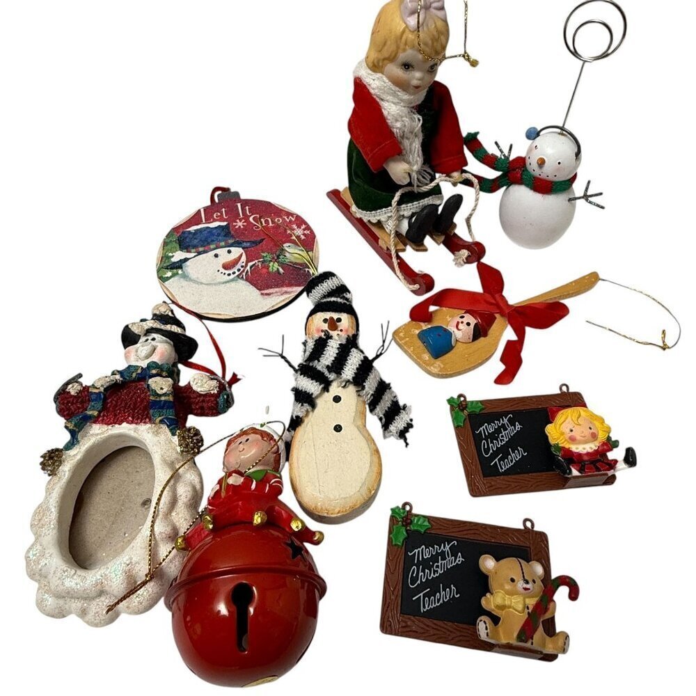 Christmas Ornaments Bundle Retro Holiday Decor Crafts Mix Snowman Teacher